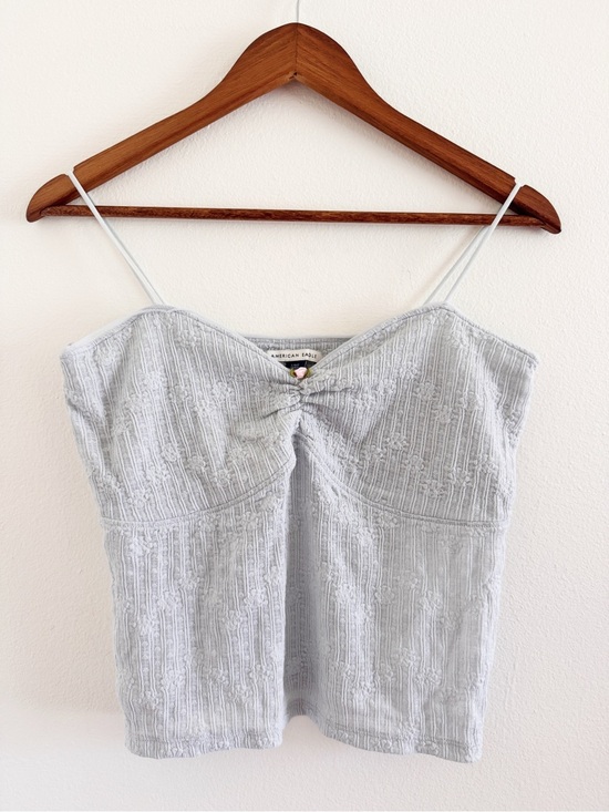 American Eagle Outfitters Tops - American Eagle Outfitters Light Blue Gray Textured Spaghetti Strap Tank Top larg